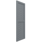 15"W x 48"H True Fit PVC Two Panel Chevron Modern Style Fixed Mount Shutters, Ocean Swell (Per Pair - Hardware Not Included)