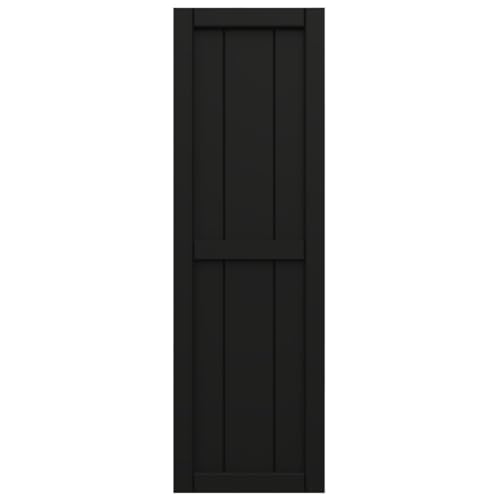 Ekena Millwork 10 3/4"W x 24"H True Fit PVC, Two Board Framed Board-n-Batten Shutters, Black (Per Pair - Hardware Not Included)