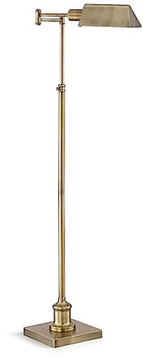 Regency Hill Jenson Traditional Farmhouse Metal Adjustable Pharmacy Floor Lamp Swing Arm 54" Tall Aged Brass Metal Shade Standing Pole Light for Living Room Reading House Bedroom Home Office