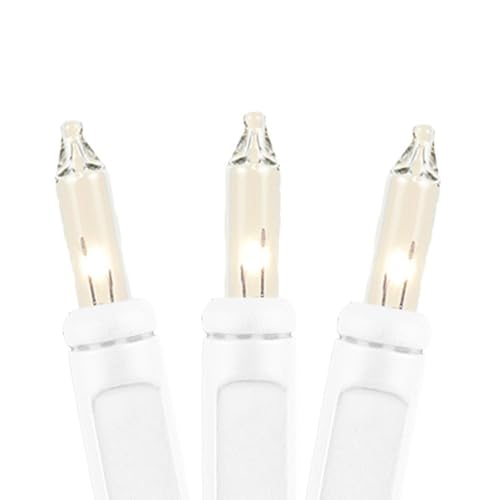 Novelty Lights 5 feet 10 Bulb Clear Mini Light String on White Wire, Non-Connectable Incandescent Fairy Lights for Bottles and Crafts, 4" Bulb Spacing, 24" Lead, Stackable Fused Plug