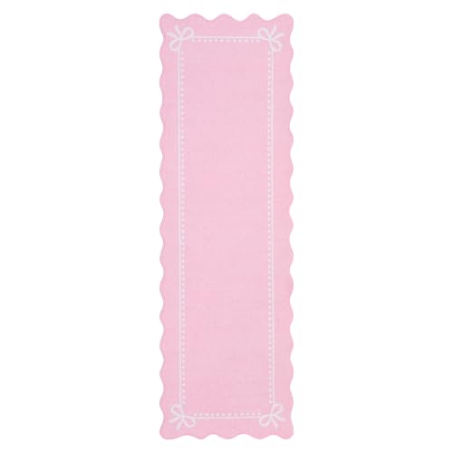 Garvee Scalloped Bow Runner Rug 2x6 Washable Kitchen Runner Rug Non-Slip