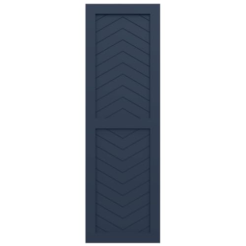 18"W x 46"H True Fit PVC Two Panel Chevron Modern Style Fixed Mount Shutters, Starless Night Blue (Per Pair - Hardware Not Included)