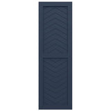18"W x 50"H True Fit PVC Two Panel Chevron Modern Style Fixed Mount Shutters, Starless Night Blue (Per Pair - Hardware Not Included)