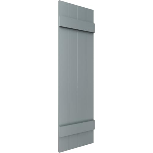 14"W x 29"H Lifetime Vinyl, TailorMade Four Board Joined (2 Batten), Board-n-Batten Shutters, w/Shutter-Loks (Per Pair), Storm Cloud
