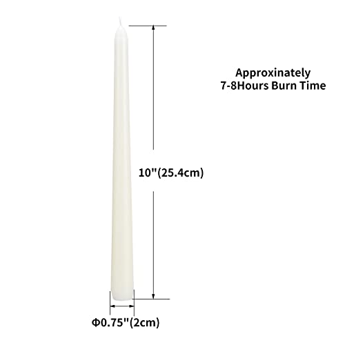 flamecan Ivory Taper Candles, Set of 40 Unscented and Smokeless 10 Inch Taper Candles Long Burning, Paraffin Wax with Cotton Wicks for Burning Approxinately 7-8 Hours Time