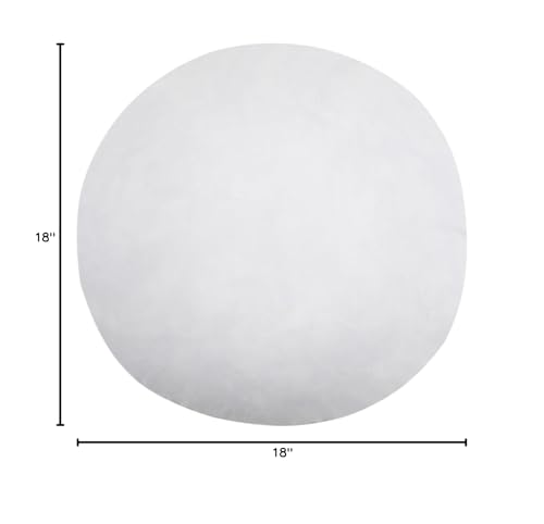 Set of 2, 95% Feather 5% Down 18 Inch Round Decorative Pillow Insert, Cotton Cover, White, Set of 2