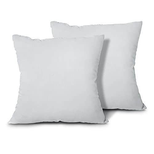 EDOW Throw Pillow Inserts, Set of 2 Lightweight Down Alternative Polyester Pillow, Couch Cushion, Sham Stuffer, Machine Washable. (Grey, 18x18)
