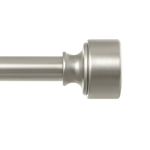 HEI! DEAR Brushed Nickel Curtain Rods for Windows 48 to 84 Inch(4-7ft), 1 Inch Diameter Heavy Duty Curtain Rod, Adjustable Decorative Drapery Poles 36-88", Satin Nickel