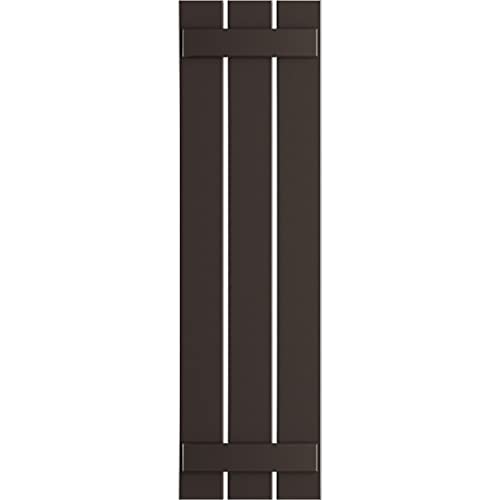 17 1/8"W x 32"H True Fit PVC Three Board Spaced Board-n-Batten Shutters, Raisin Brown (Per Pair - Hardware Not Included)