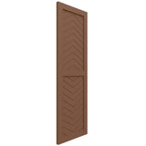 18"W x 32"H True Fit PVC Two Panel Chevron Modern Style Fixed Mount Shutters, Burnt Toffee (Per Pair - Hardware Not Included)