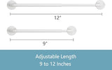 TYRON 2 Pack Magnetic Curtain Rod for Metal Doors Adjustable 9-12 Inch, 3/8 in. Diameter, Magnetic Rod No Drill, Narrow Sidelight Window Mini Curtain Rod(White)