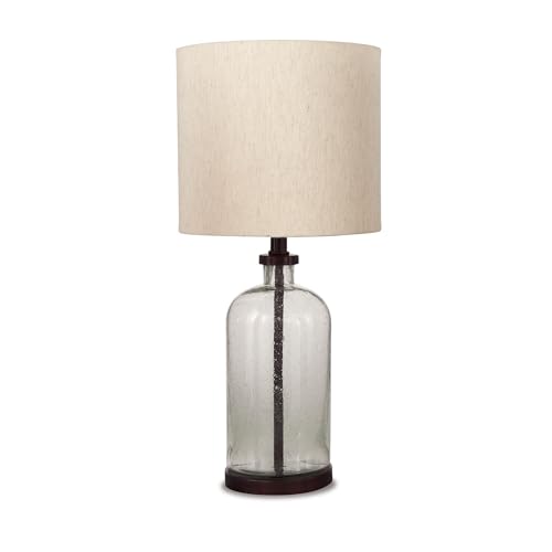 Signature Design by Ashley Bandile Modern Farmhouse 22.5" Seeded Glass Table Lamp, Bronze