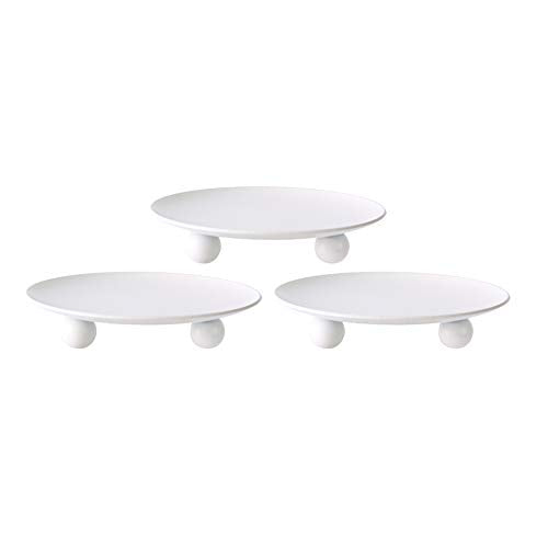 White Iron Plate Candle Holder,Decorative Iron Pillar Candle Holder, Set of 3,Candle Stand for Wax Candles