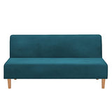 MIFXIN Armless Futon Slipcover Velvet Stretch Folding Sofa Cover Elastic Couch Furniture Protector for Foldable Futon Moving Sofa Bed Without Armrests (Velvet Deep Blue)