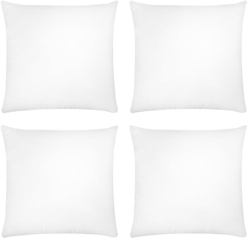 Covers & All Throw Pillow Inserts Only Pack of 4, Durable Soft Square 20 x 20 Inches 65 GSM Non-Woven Fabric with 15D Silicon Fiber Filling, Universal uses for Home Decor Office Indoor Outdoor