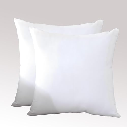 TAOSON Set of 2, 100% Cotton Soft Square Decorative Throw Pillow Protector Covers Sofa Solid Colors Couch Cushion Covers Pillow Cases with Hidden Zipper Only Cover No Insert - White 20 x 20 inch