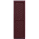 18"W x 26"H True Fit PVC Two Panel Chevron Modern Style Fixed Mount Shutters, Wine Red (Per Pair - Hardware Not Included)