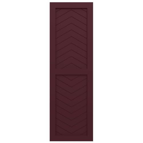 18"W x 42"H True Fit PVC Two Panel Chevron Modern Style Fixed Mount Shutters, Wine Red (Per Pair - Hardware Not Included)