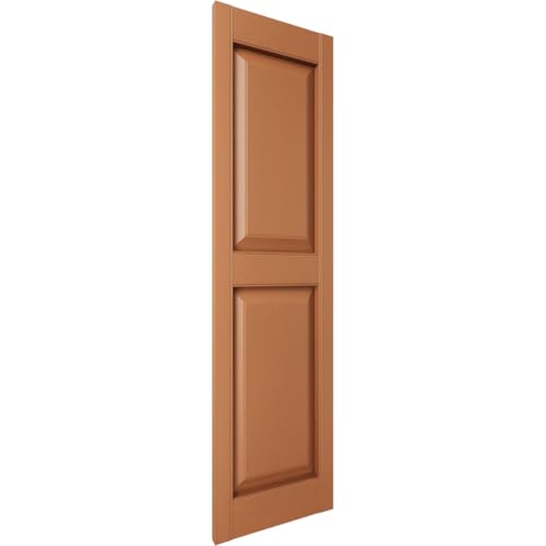 12 in. W x 39 in. H Builders Edge, TailorMade Two Equal Panels, Raised Panel Shutters, Includes Matching Installation Spikes (Per Pair), 471 - Treated Cedar