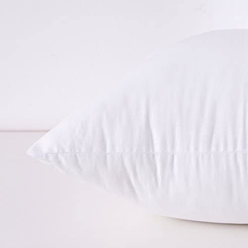 Throw Pillow Inserts, 20x20 Inch Decorative for Sofa, Bed and Chair, Cotton Cover, Set of 2, White