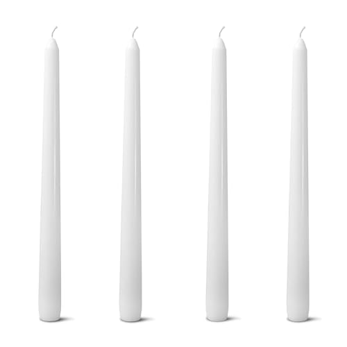 4 Pack White Taper Candles丨Taper Candles 10 Inch Dripless丨Unscented & Smokeless Candlesticks Bulk丨7-8 Hours Long Burning Tall Candles丨Ideal for Christmas Weddings Parties Dinner