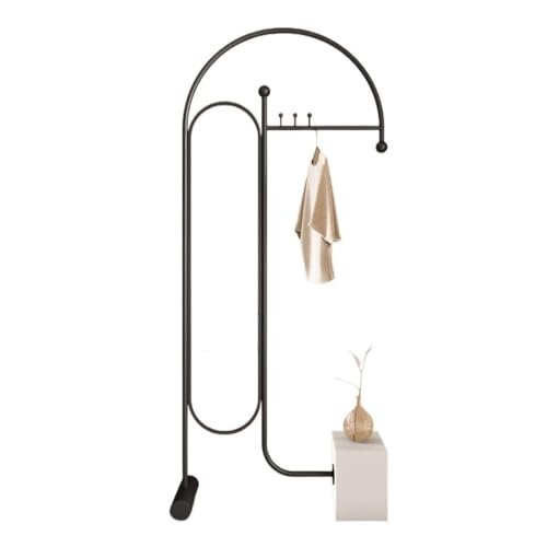 Full-Length Mirror Household Floor-Standing Coat Rack Dressing Mirror Combination Bedroom with Dressing Mirror Hanger Door Vertical Full Length Floor Mirror (Black)