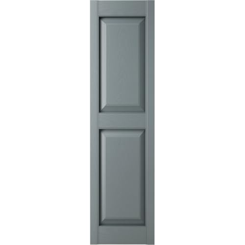 12 in. W x 31 in. H Builders Edge, TailorMade Two Equal Panels, Raised Panel Shutters, Includes Matching Installation Spikes (Per Pair), 419 - Storm Cloud