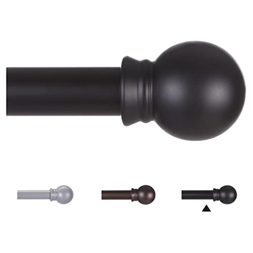 Thestoa Curtain Rods for Windows 48 to 84-92 inch, 5/8" Matte Black Curtain Rod, Stainless Steel Small Curtain Rods for Bedroom, Living Room,Kitchen,Farmhouse, Outdoor Curtain rod Black