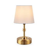 ONEWISH Small Cordless Lamp Dimmable-Battery Operated Table lamp, 4000mAh Rechargeable, Touch Bedside Lamp with White Fabric Shade, 2700K Bulb Included, for Dining, Patio, Bathroom(Gold)