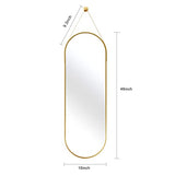 OGCAU 48'' x 16'' Full Length Mirror Wall-Mounted, Full Body Hanging Mirror for Wall and Door in Bedroom, Living Room, Oval with Straps, Hanging with Aluminum Alloy Frame (Oval Gold)