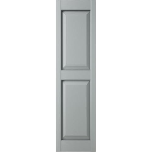 14 3/4"W x 47"H Mid-America Vinyl, Standard Size Williamsburg Double Panel Shutters, w/Installation Shutter-Lok's & Matching Screws (Per Pair), 945 - Platinum