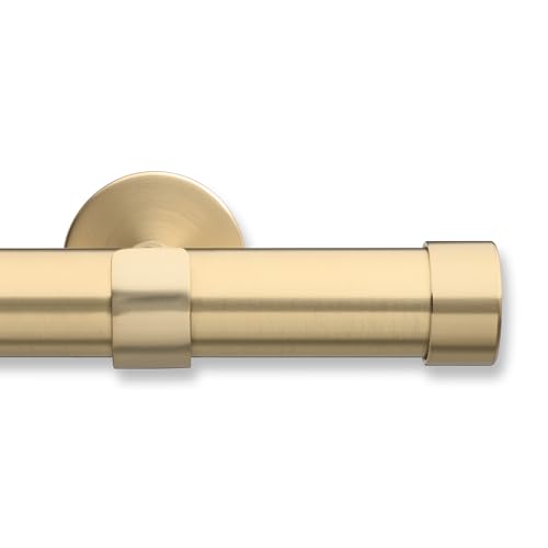 MODE Cambria® Designer Series - Premium 7 foot Custom Curtain Rod - 1-1/8 inch Large Diameter - Non-Adjustable for a Seamless Look - Premium Designer Brackets and End Caps - Brushed Gold Finish