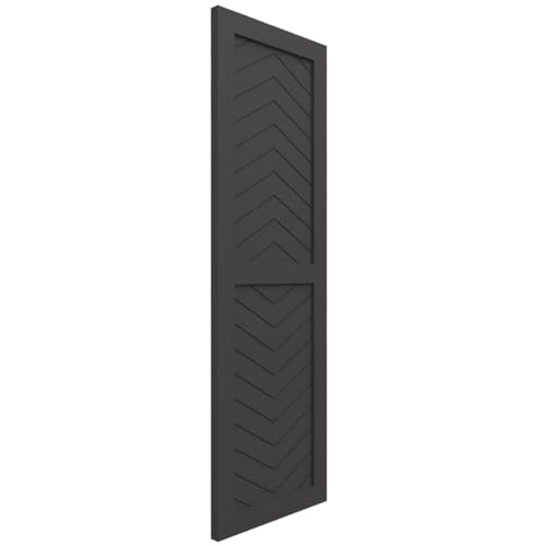 18"W x 47"H True Fit PVC Two Panel Chevron Modern Style Fixed Mount Shutters, Shadow Mountain (Per Pair - Hardware Not Included)