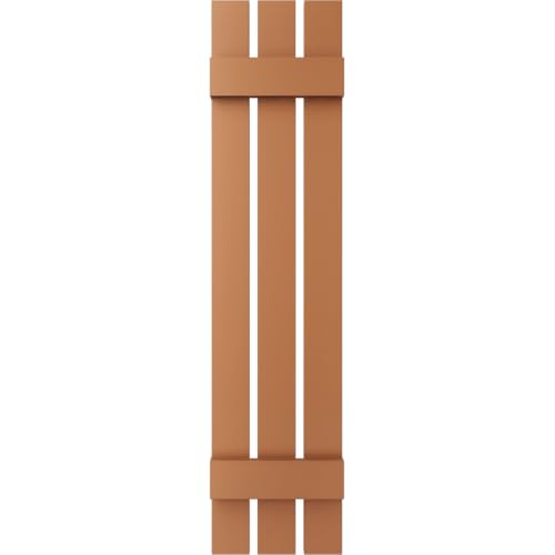 12 in. W x 39 in. H Builders Edge, TailorMade Three Board Spaced (2 Batten), Board-n-Batten Shutters, Includes Matching Installation Spikes (Per Pair), 471 - Treated Cedar