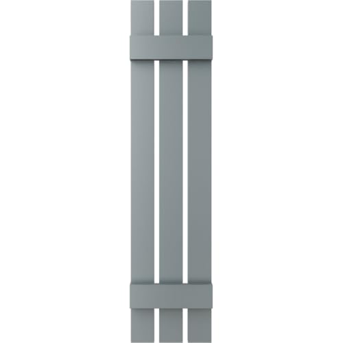 12"W x 36"H Lifetime Vinyl, TailorMade Three Board Spaced (2 Batten), Board-n-Batten Shutters, w/Shutter-Loks (Per Pair), Storm Cloud