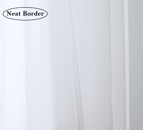 PI White Sheer Curtains 63 Inch Length with Grommet Top,Short Voile Textured Sheer Curtain for Kitchen/Dining Room/Living Room 2 Panels (W42 X L63, Optical White)