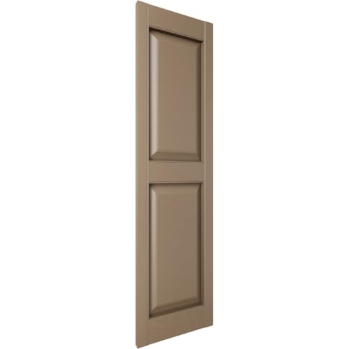 12 in. W x 43 in. H Builders Edge, TailorMade Two Equal Panels, Raised Panel Shutters, Includes Matching Installation Spikes (Per Pair), 385 - French Roast