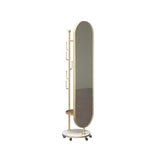 Decorative Luxury Rotating Coat Rack Integrated Marble Floor Mirror for Bedroom and Entryway Full-Length for Living Room