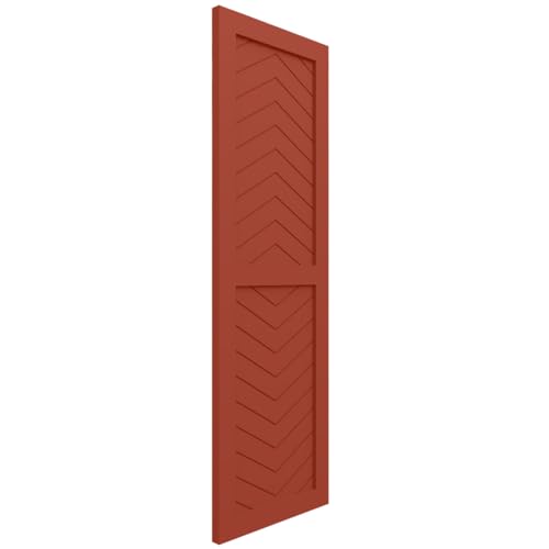 15"W x 45"H True Fit PVC Two Panel Chevron Modern Style Fixed Mount Shutters, Colorful Leaves (Per Pair - Hardware Not Included)