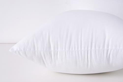 Throw Pillow Inserts, 20x20 Inch Decorative for Sofa, Bed and Chair, Cotton Cover, Set of 2, White