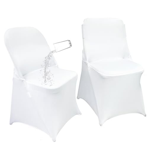 40PCS Stretch Spandex Folding Waterproof Chair Covers,Universal Fitted Chair Cover Protector for Wedding Party Banquet Holidays Celebration Decoration(40, White New)