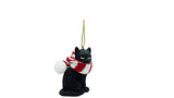 Black Longhair Tabby Kitty Cat Christmas Tree Ornament with Candy Cane Scarf
