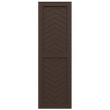15"W x 32"H True Fit PVC Two Panel Chevron Modern Style Fixed Mount Shutters, Raisin Brown (Per Pair - Hardware Not Included)
