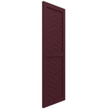 18"W x 38"H True Fit PVC Two Panel Chevron Modern Style Fixed Mount Shutters, Wine Red (Per Pair - Hardware Not Included)