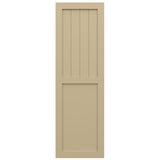 Ekena Millwork 18"W x 25"H True Fit PVC Farmhouse/Flat Panel Combination Fixed Mount Shutters, Natural Twine (Per Pair - Hardware Not Included)