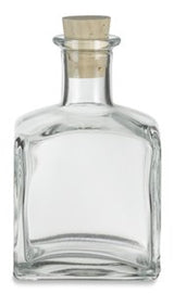 Nakpunar Square Glass Bottle with Cork Finish 7 oz (210 ml) - bottle for oils, witch spells, wedding favors, fragrance reed diffuser bottle (Clear w/Cork, 1)