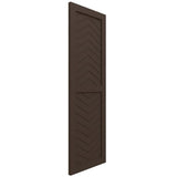 18"W x 32"H True Fit PVC Two Panel Chevron Modern Style Fixed Mount Shutters, Raisin Brown (Per Pair - Hardware Not Included)