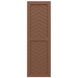 18"W x 42"H True Fit PVC Two Panel Chevron Modern Style Fixed Mount Shutters, Burnt Toffee (Per Pair - Hardware Not Included)