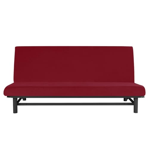 Velvet Armless Futon Cover 3/2 Seater Stretch Sofa Bed Slipcover, All-Inclusive Armless Sofa Covers Slipcovers, Anti-Slip Futon Covers Slipcovers, Futon Cover Stretch Armless Sofa Bed,C
