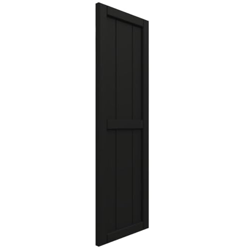 Ekena Millwork 10 3/4"W x 24"H True Fit PVC, Two Board Framed Board-n-Batten Shutters, Black (Per Pair - Hardware Not Included)